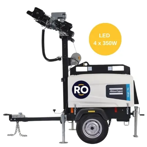 LED Light Tower 1400W Atlas Copco with 2.8kW generator - Electric Mast
